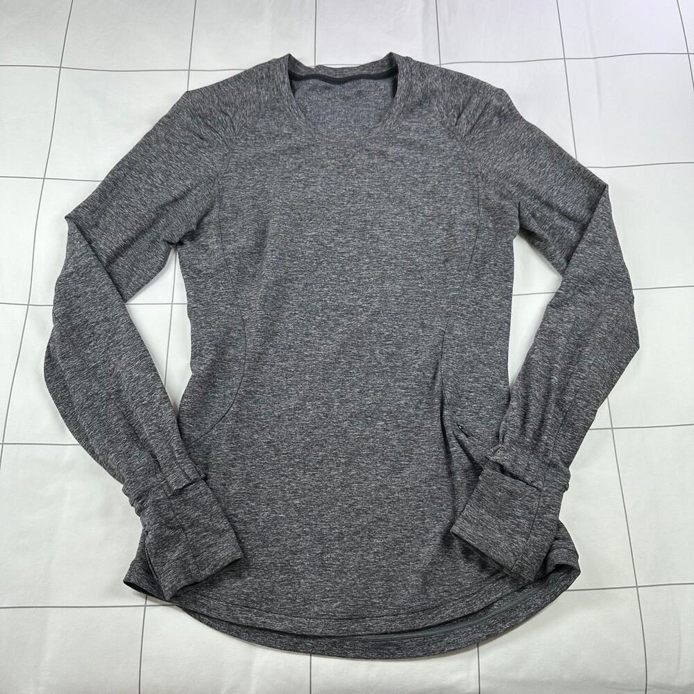 Lululemon Top Womens 4 Gray Extra Mile Long Sleeve Athletic Workout Reflective